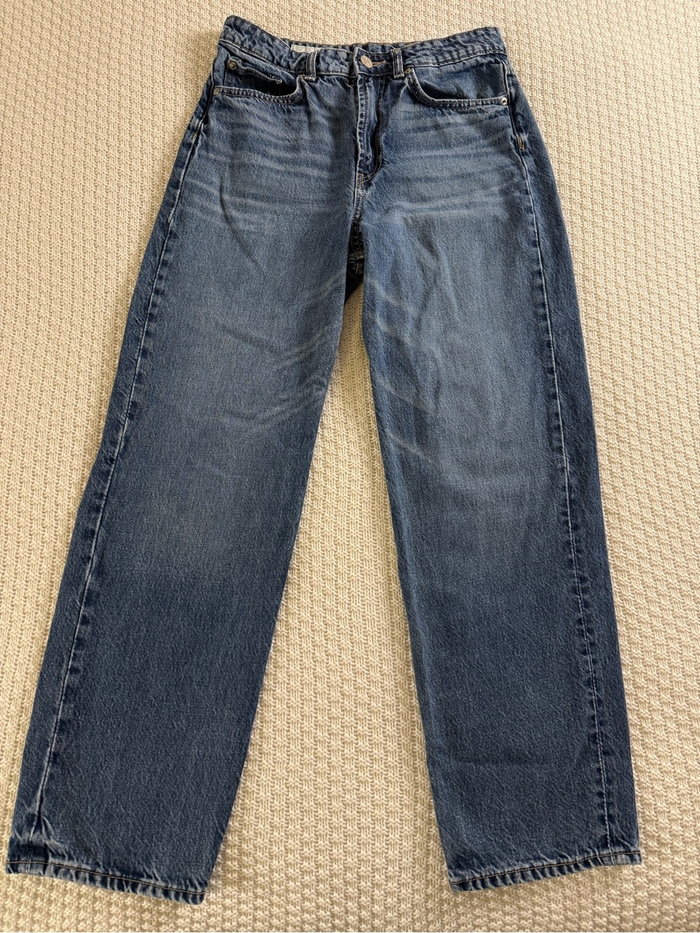 Zara Flared High-Rise Jeans in Medium Blue Wash